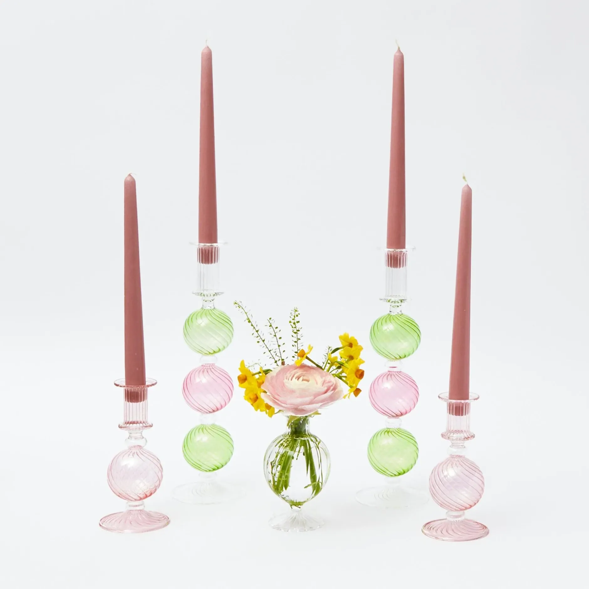 Hot Mrs. Alice Pink & Green Camille Candle Set (Pink Candles)