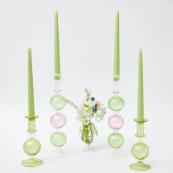 Discount Mrs. Alice Pink & Green Camille Candle Set (Green Candles)