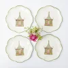 New Mrs. Alice Pink & Green Pagoda Dinner Plate (Set Of 4)