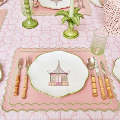 New Mrs. Alice Pink & Green Pagoda Dinner Plate (Set Of 4)