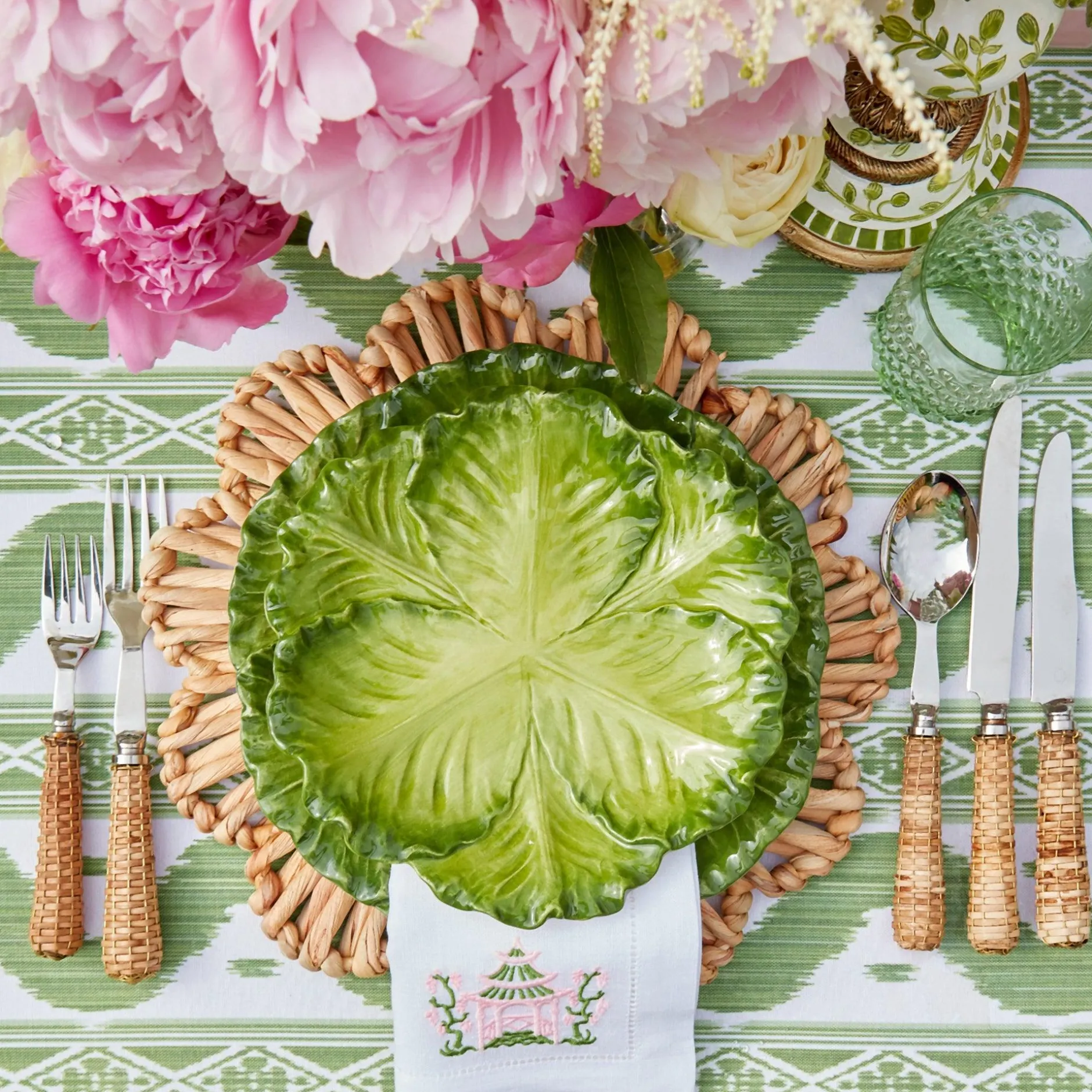 Clearance Mrs. Alice Pink & Green Pagoda Napkins (Set Of 4)