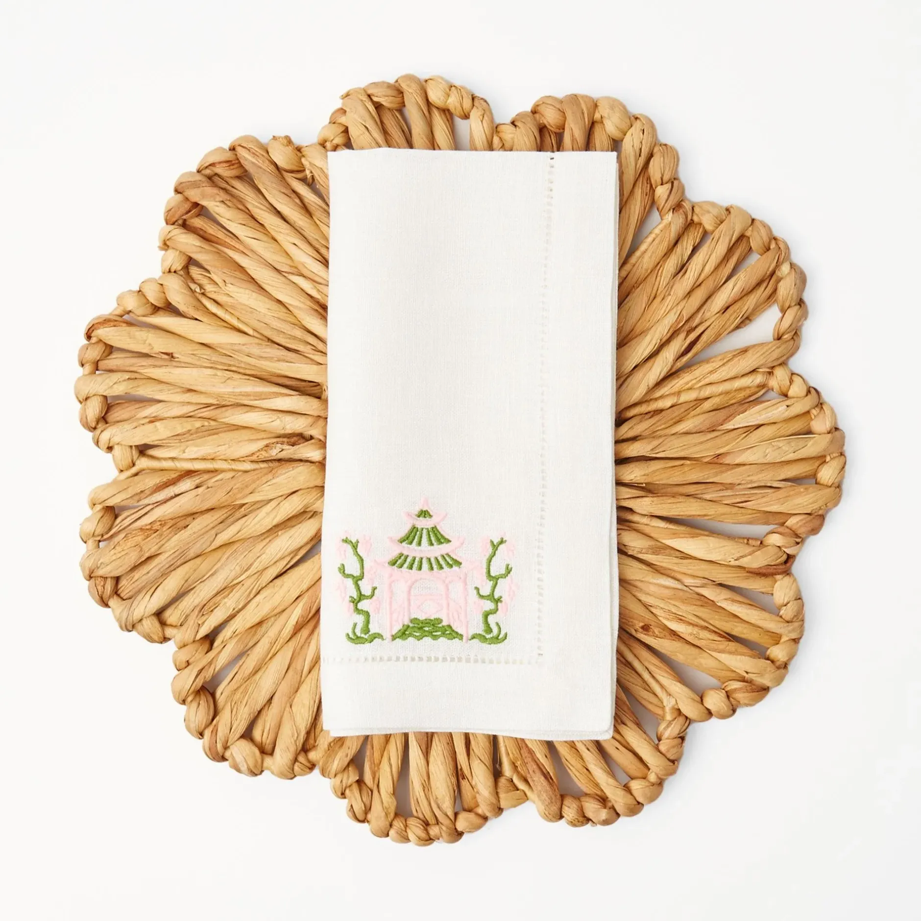 Clearance Mrs. Alice Pink & Green Pagoda Napkins (Set Of 4)
