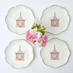Discount Mrs. Alice Pink & Green Pagoda Starter Plate (Set Of 4)