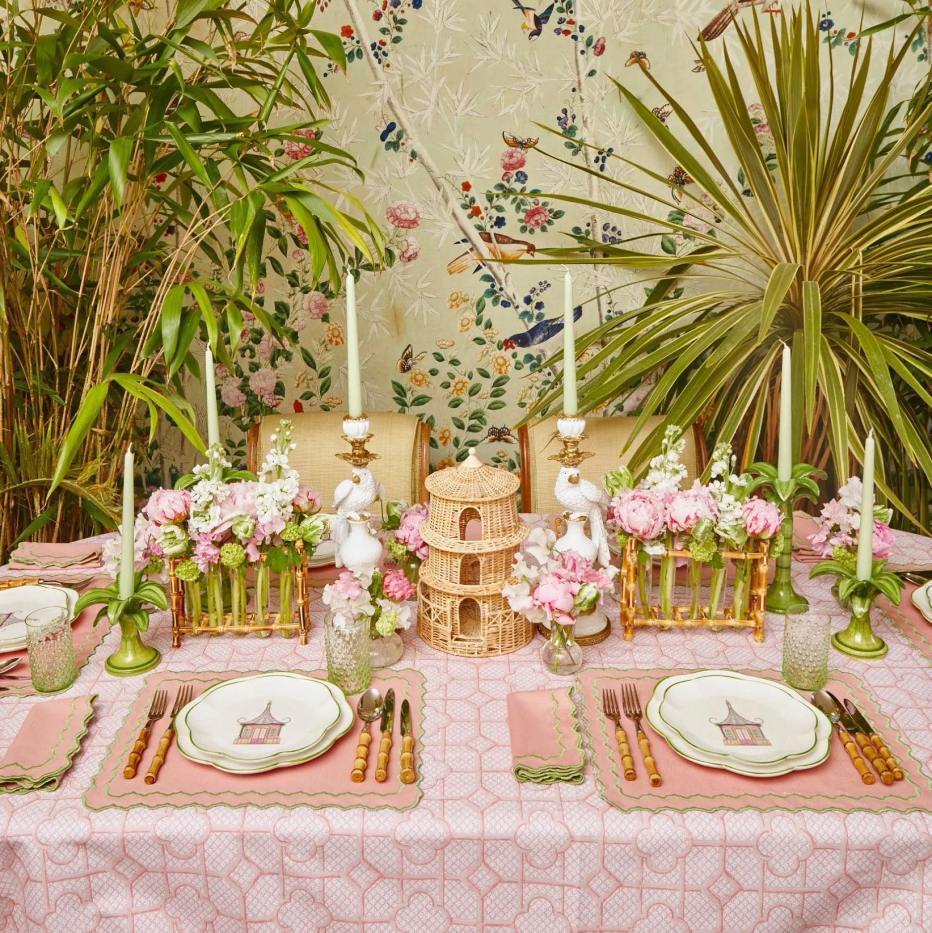 Mrs. Alice Pink & Green Pagoda Starter Plate
