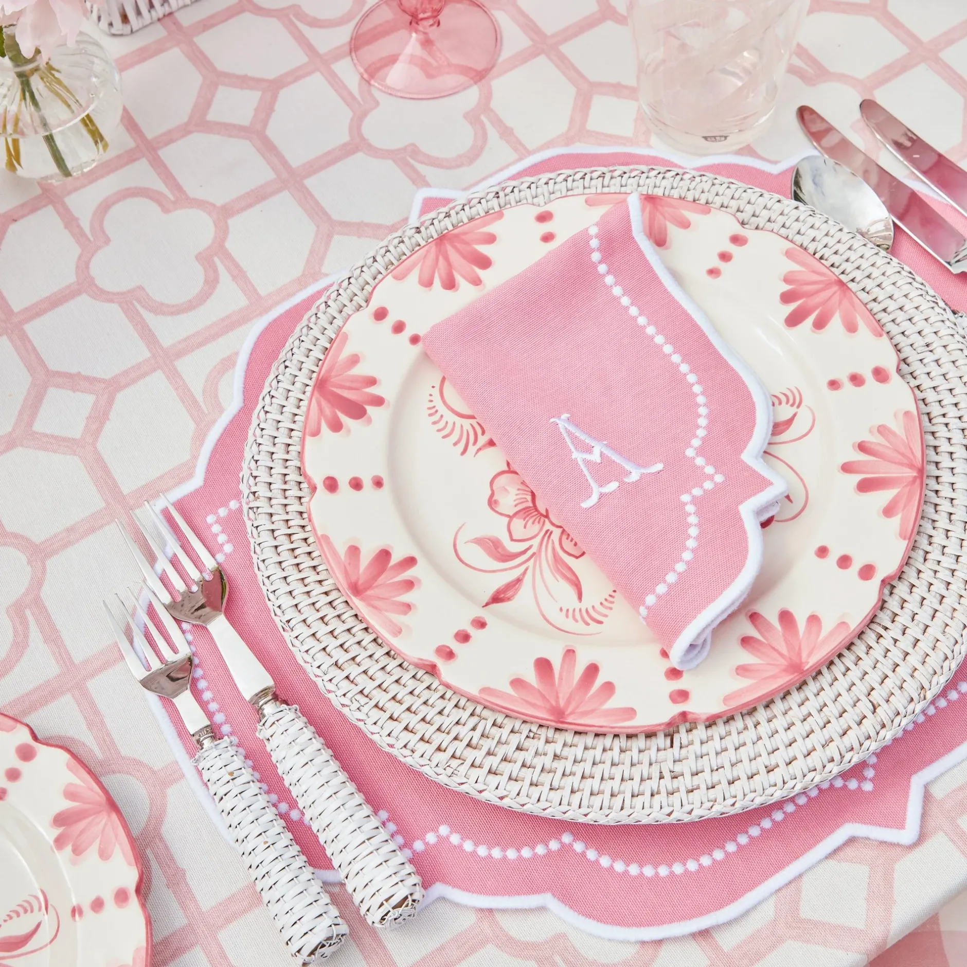 Sale Mrs. Alice Pink Bamboo & Amelie Linen Set