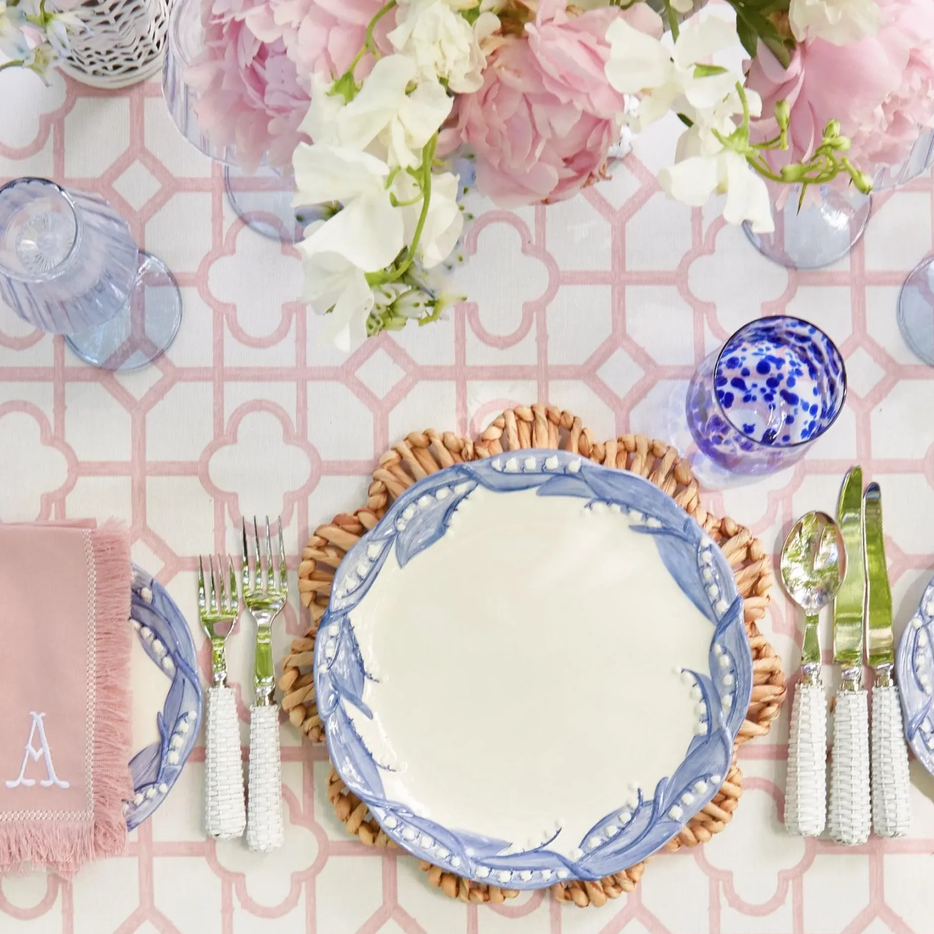 Clearance Mrs. Alice Pink Bamboo Tablecloth