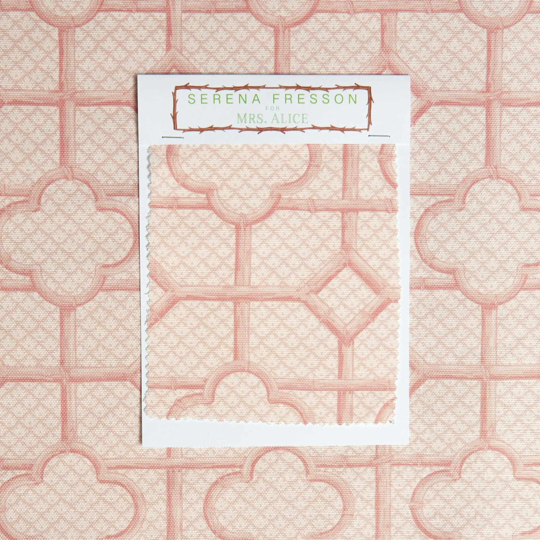Discount Mrs. Alice Pink Bamboo Trellis Fabric