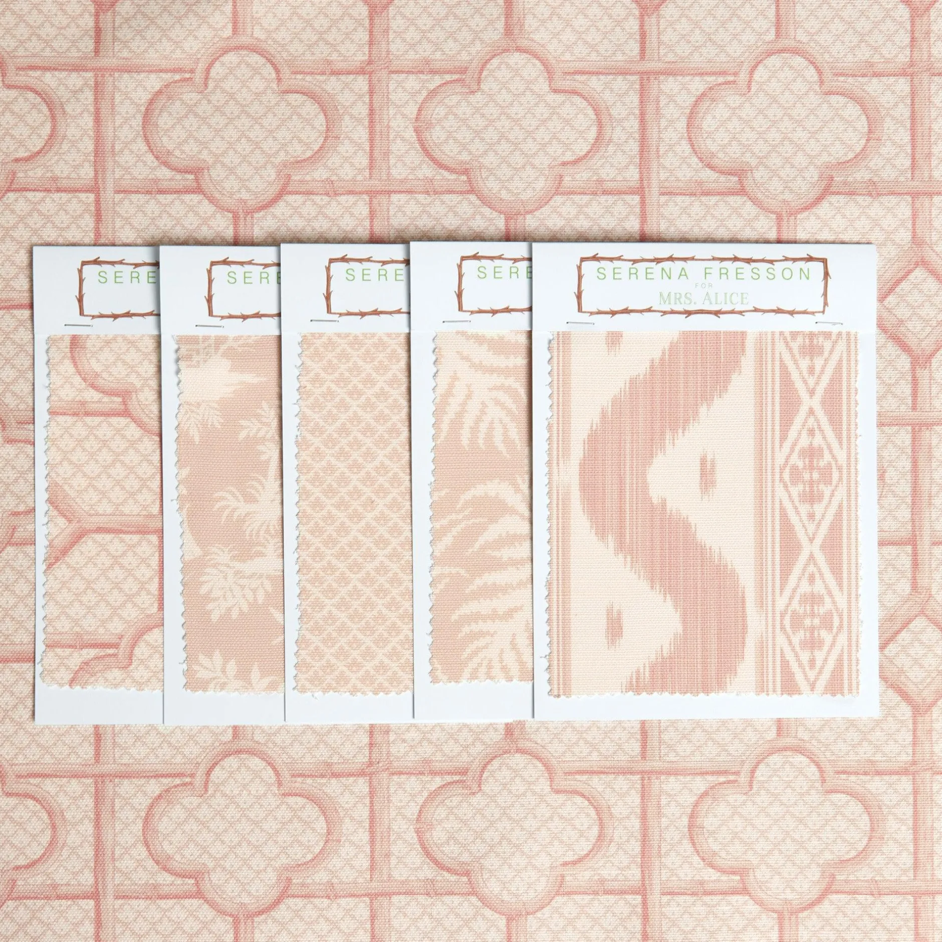 Discount Mrs. Alice Pink Bamboo Trellis Fabric