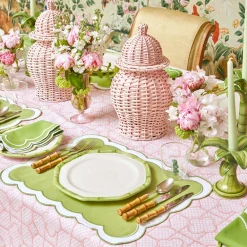 Sale Mrs. Alice Pink Bamboo Trellis Tablecloth