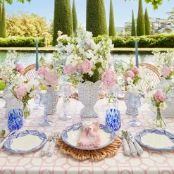Clearance Mrs. Alice Pink Bamboo, Water Hyacinth & Pink Fringe Linen Set