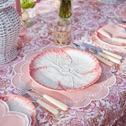 Clearance Mrs. Alice Pink Capri Lettuce Dinner Plate (Set Of 4)