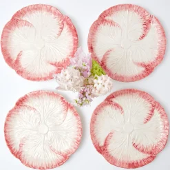 Clearance Mrs. Alice Pink Capri Lettuce Dinner Plate (Set Of 4)