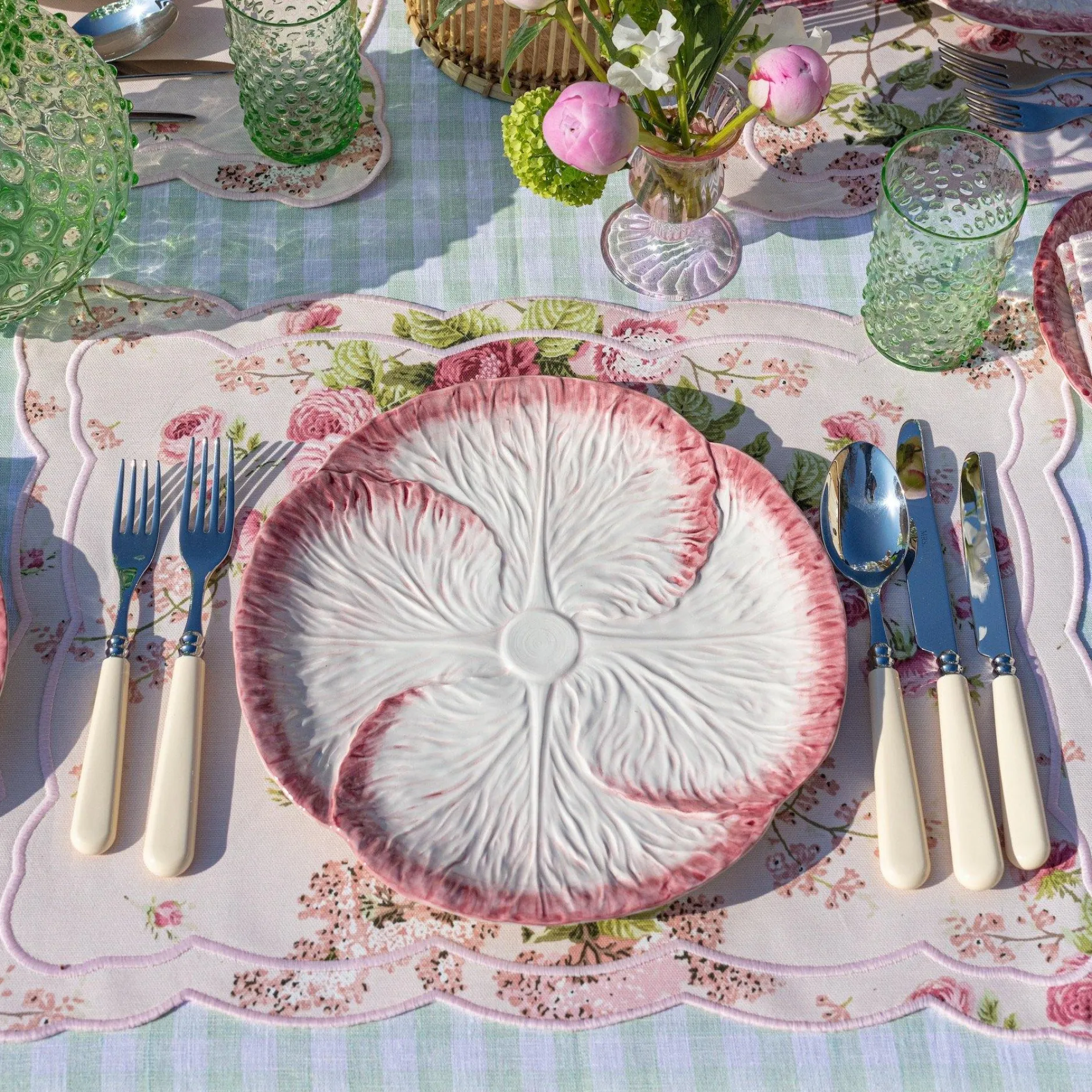 Clearance Mrs. Alice Pink Capri Lettuce Dinner Plate