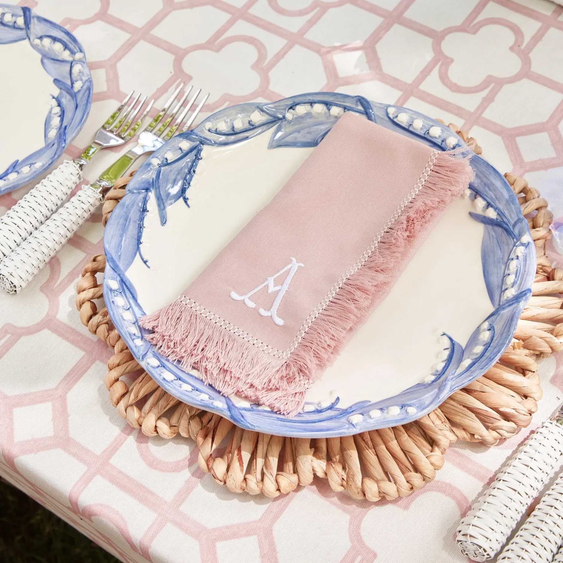 Discount Mrs. Alice Pink Fringe Napkins (Set Of 4)