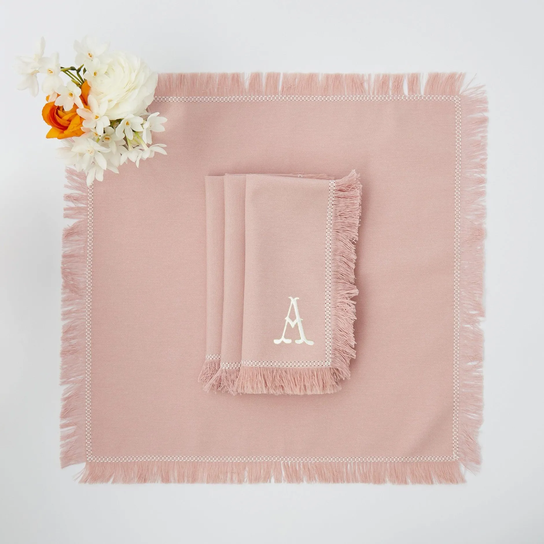 Discount Mrs. Alice Pink Fringe Napkins (Set Of 4)