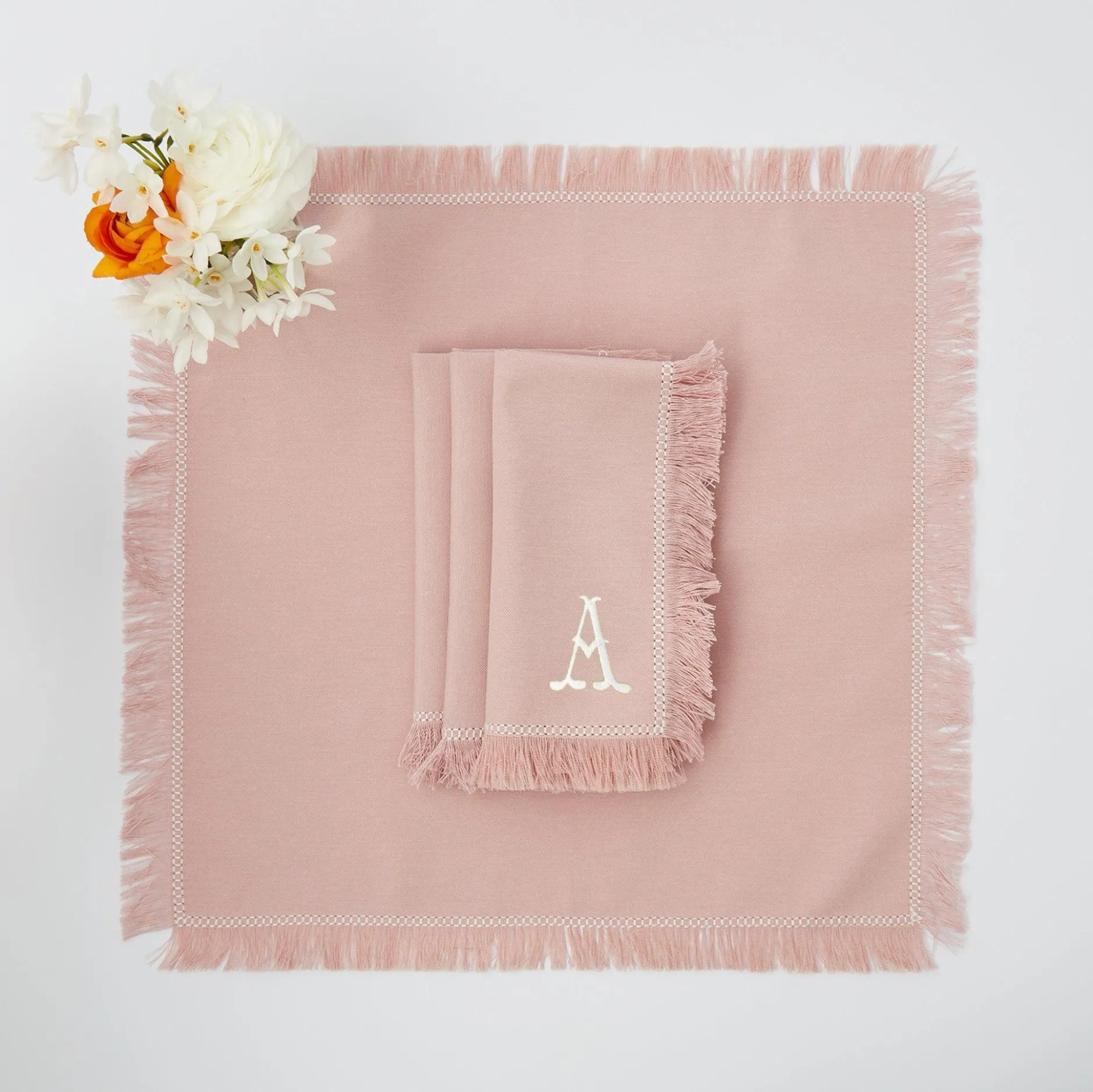 Discount Mrs. Alice Pink Fringe Napkins (Set Of 4)