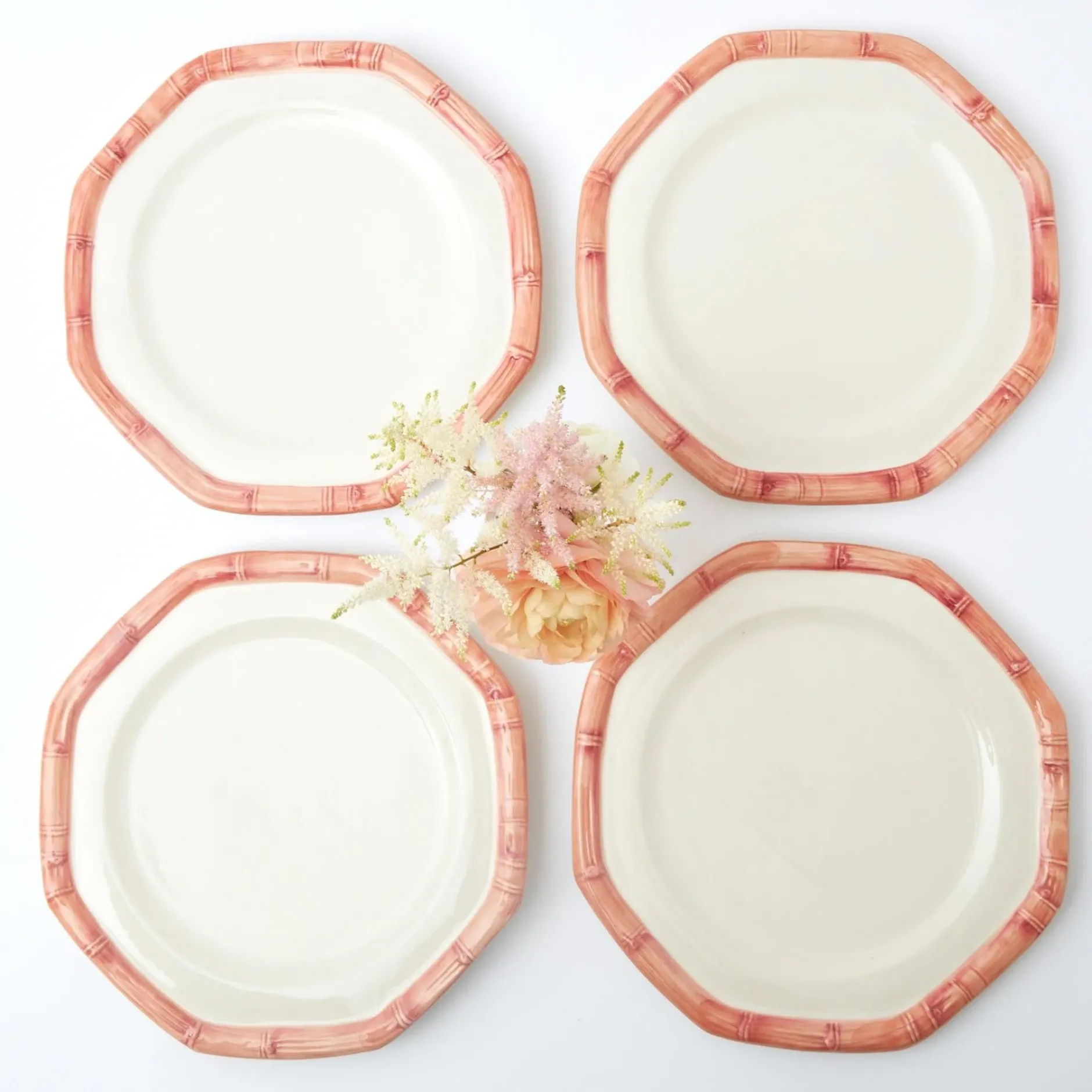 Sale Mrs. Alice Pink Geometric Bamboo Dinner Plate (Set Of 4)