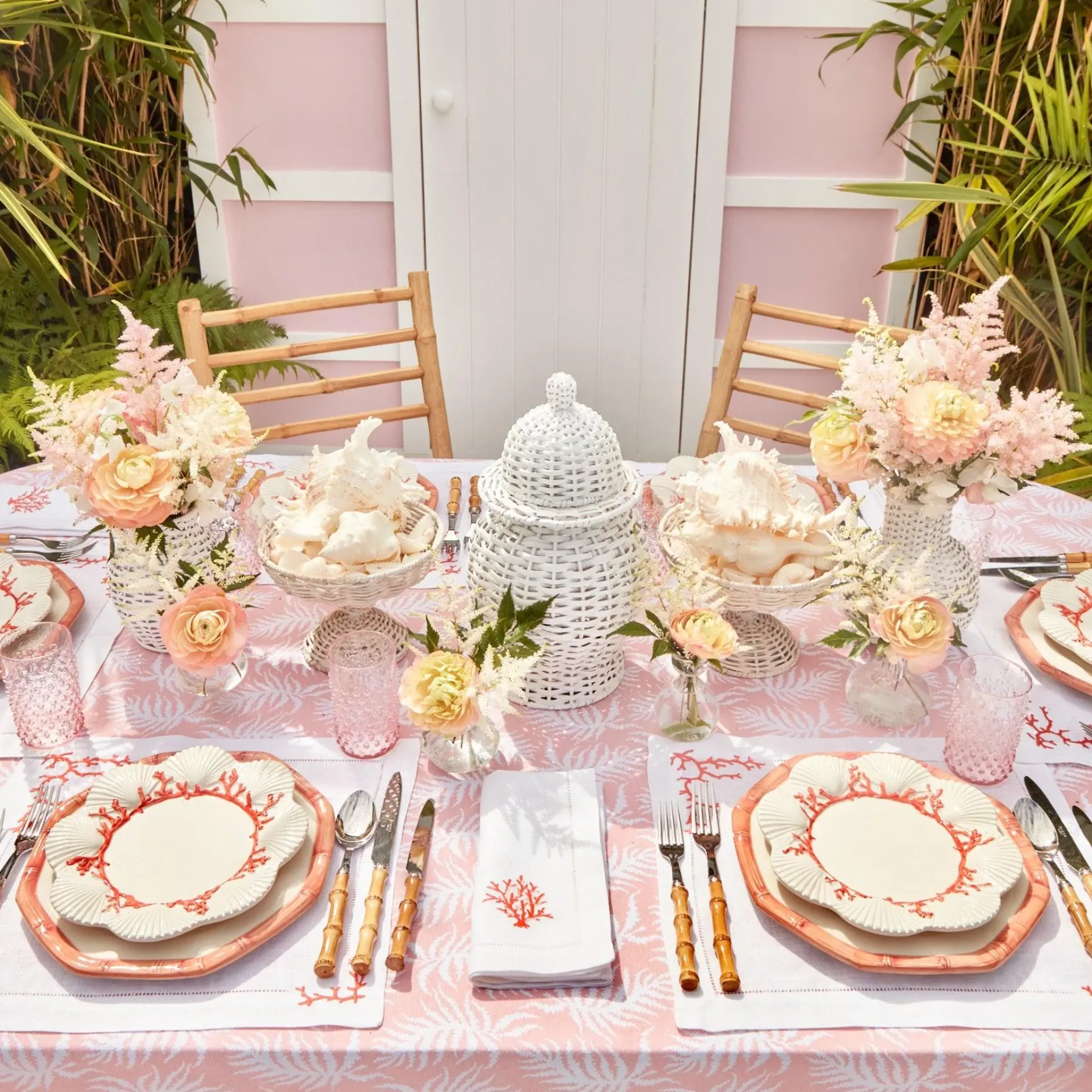 Sale Mrs. Alice Pink Geometric Bamboo Dinner Plate (Set Of 4)
