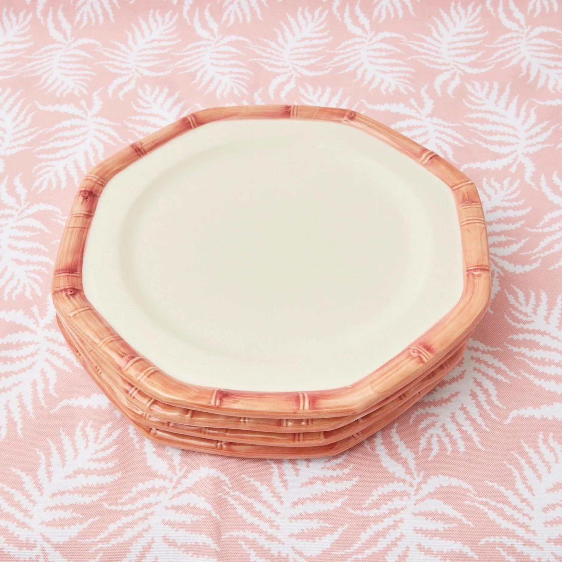 Clearance Mrs. Alice Pink Geometric Bamboo Dinner Plate