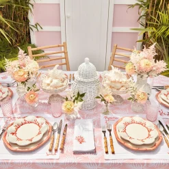 Clearance Mrs. Alice Pink Geometric Bamboo Dinner Plate