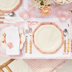 Clearance Mrs. Alice Pink Geometric Bamboo Dinner Plate
