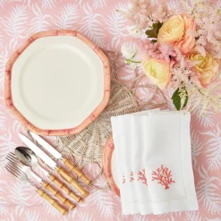 Clearance Mrs. Alice Pink Geometric Bamboo Dinner Plate