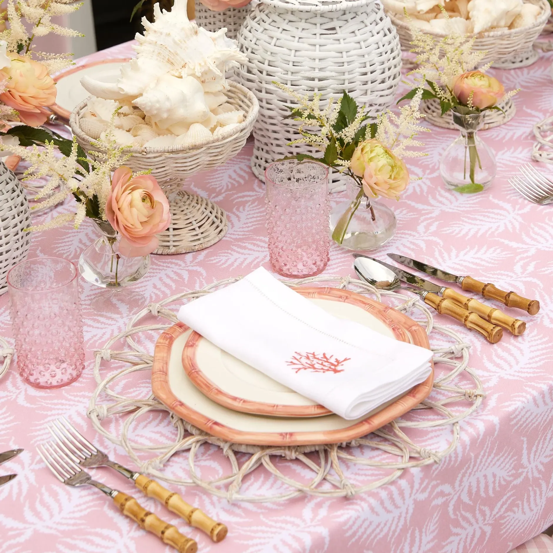 New Mrs. Alice Pink Geometric Bamboo Dinner Plate (Set Of 4)
