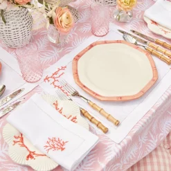 New Mrs. Alice Pink Geometric Bamboo Dinner Plate (Set Of 4)