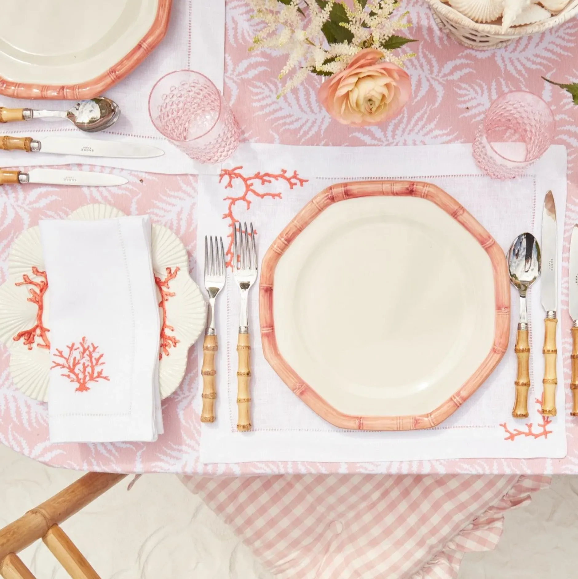 New Mrs. Alice Pink Geometric Bamboo Dinner Plate (Set Of 4)