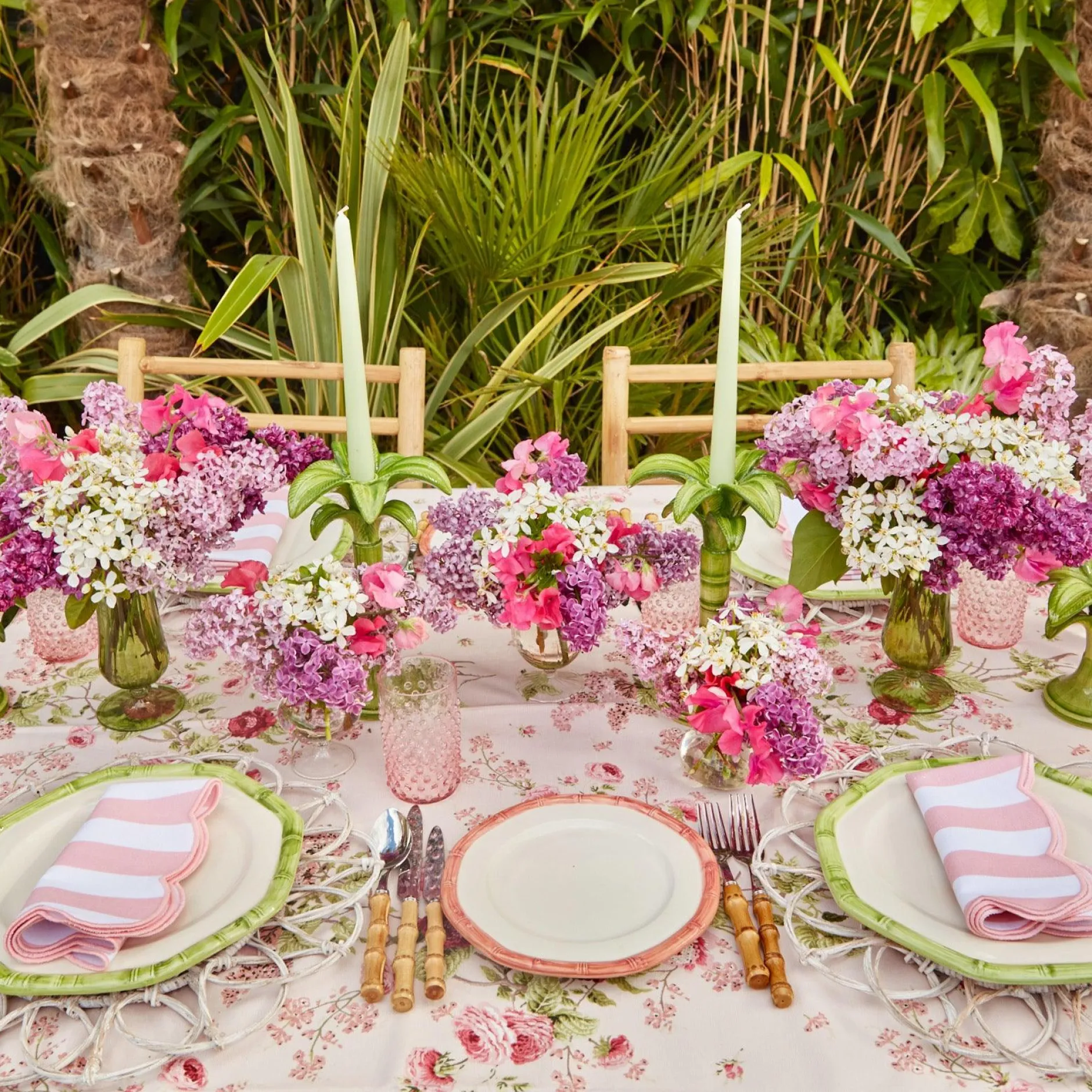 Clearance Mrs. Alice Pink Geometric Bamboo Starter Plate (Set Of 4)