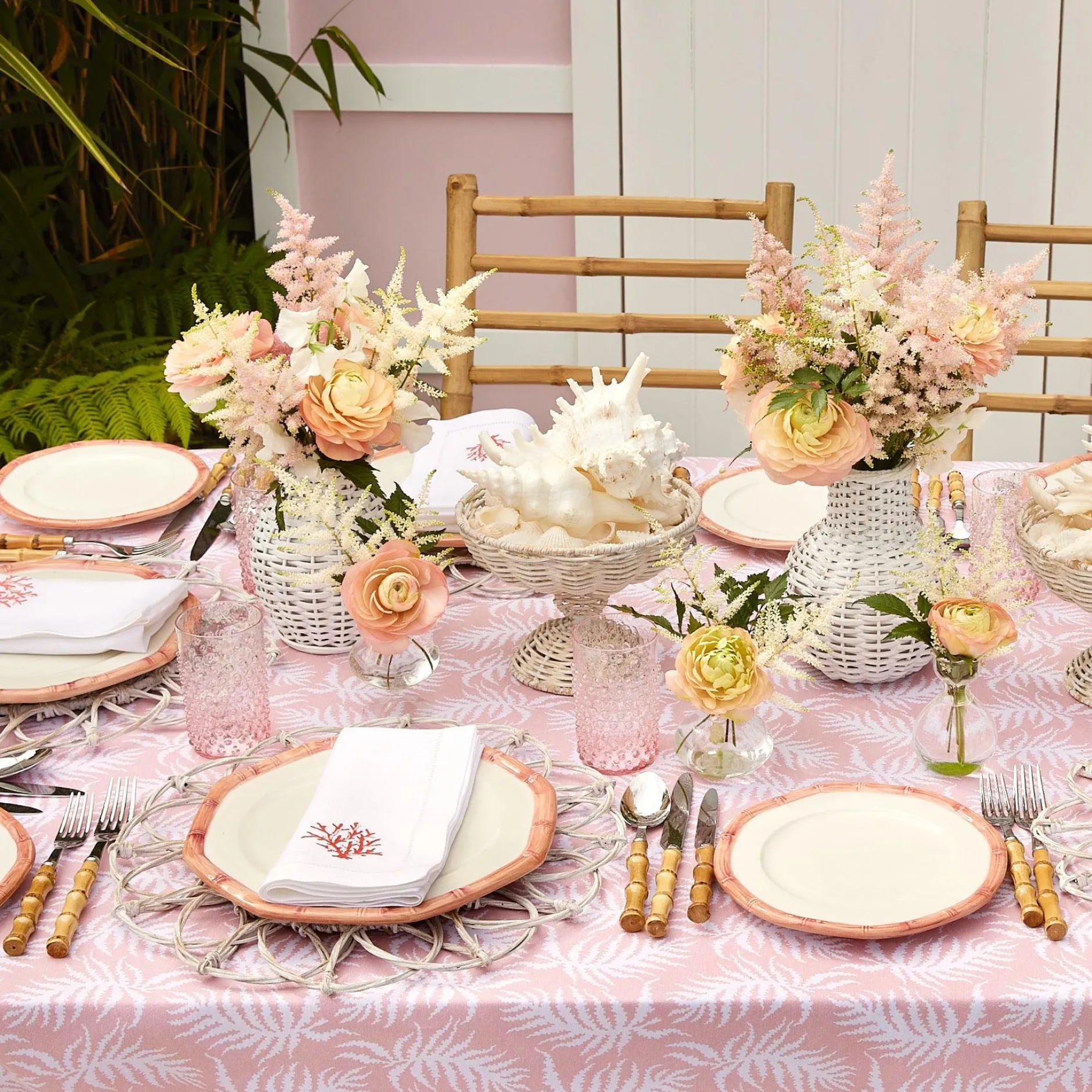 Outlet Mrs. Alice Pink Geometric Bamboo Starter Plate (Set Of 4)