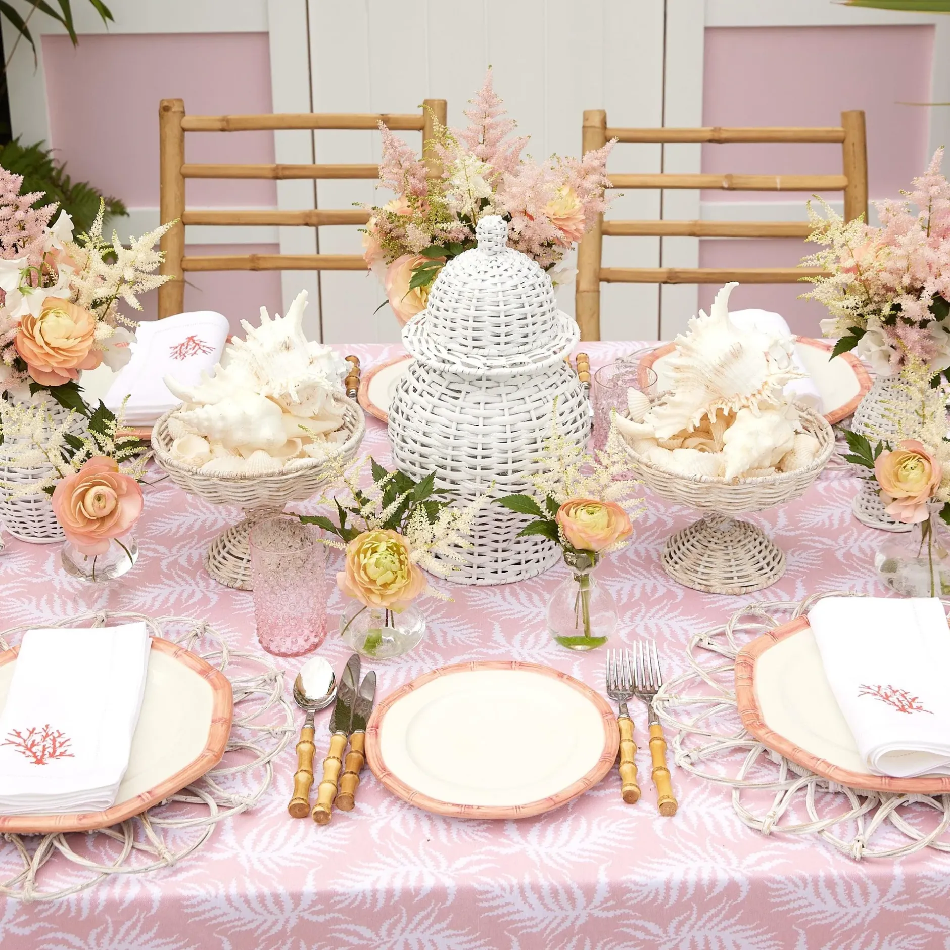 Outlet Mrs. Alice Pink Geometric Bamboo Starter Plate (Set Of 4)