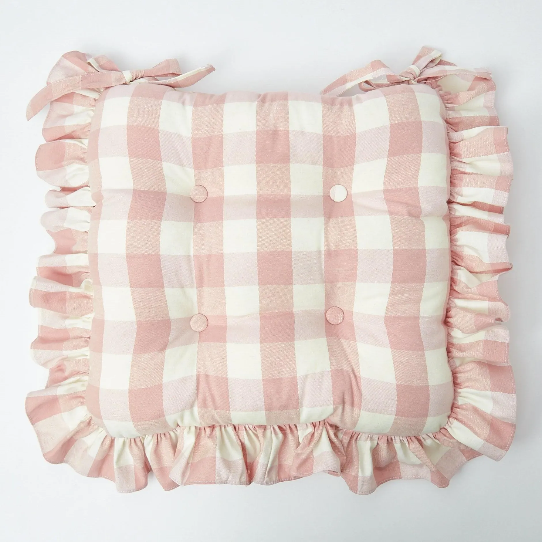 Best Mrs. Alice Pink Gingham Ruffle Seat Pad Cushion (Set Of 4)