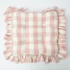Outlet Mrs. Alice Pink Gingham Ruffle Seat Pad Cushion