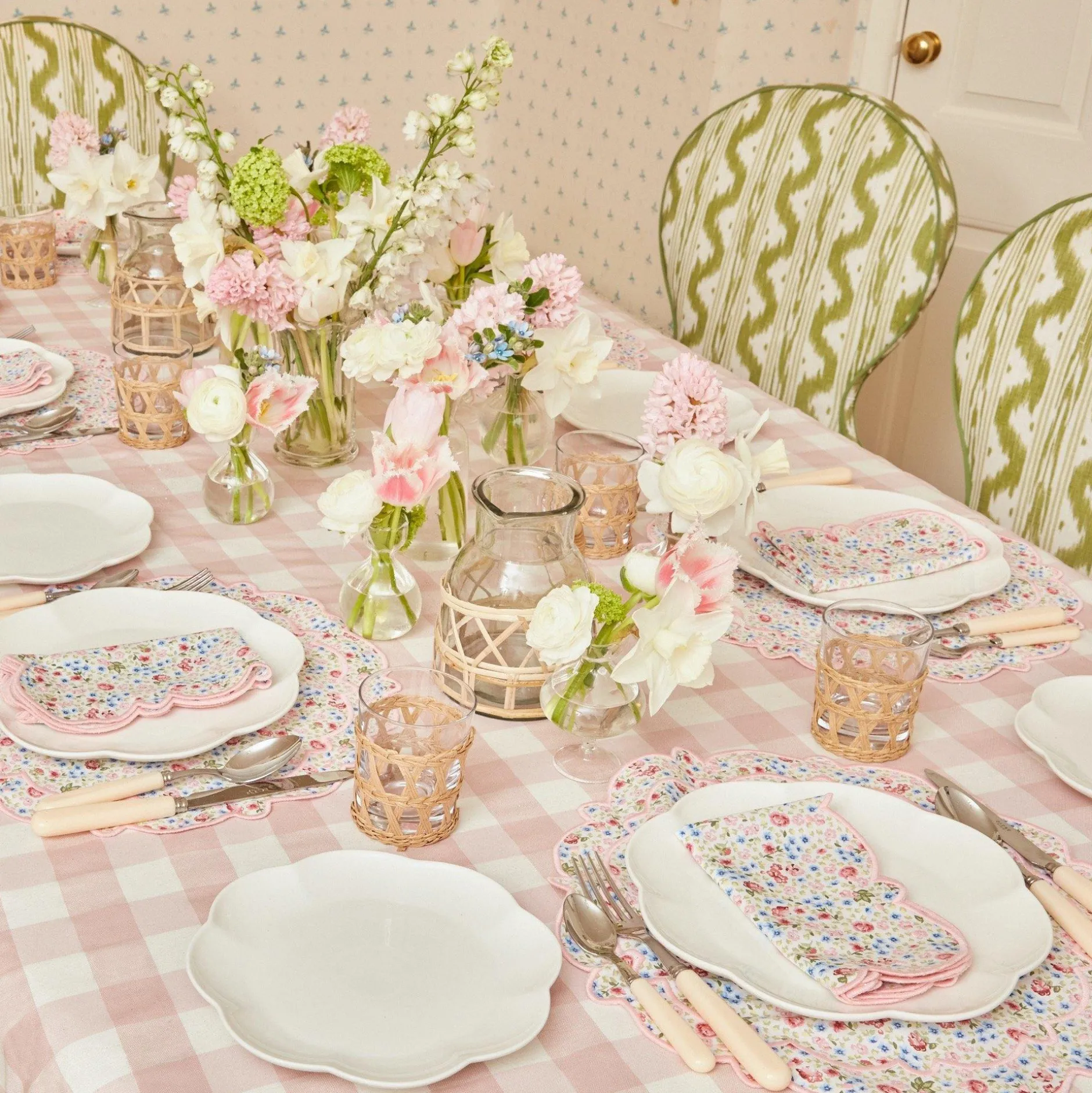 Clearance Mrs. Alice Pink Gingham Tablecloth