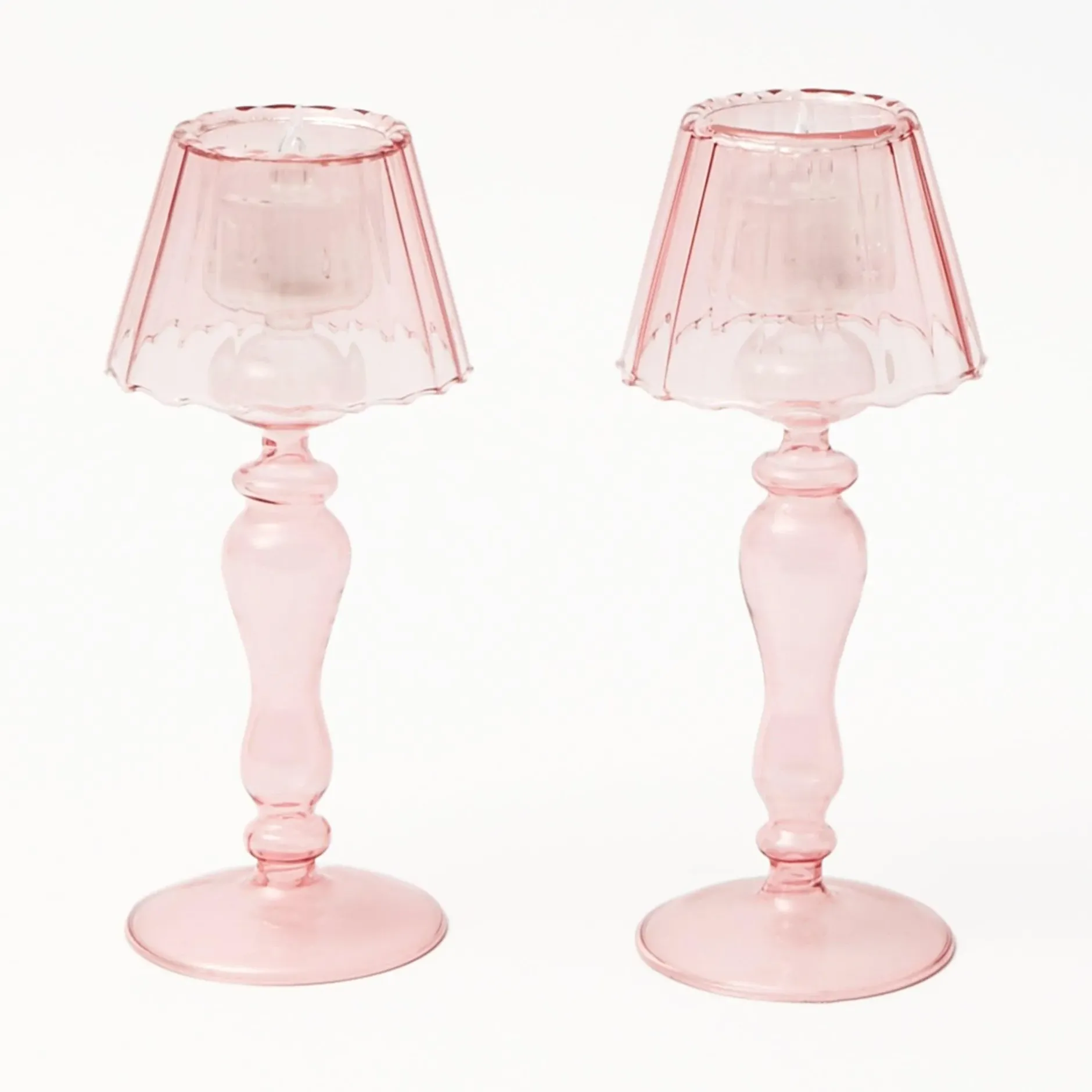 Online Mrs. Alice Pink Glass Lantern Tea Light Holder (Pair) - 24Cm