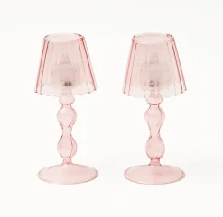 Online Mrs. Alice Pink Glass Lantern Tea Light Holder Set