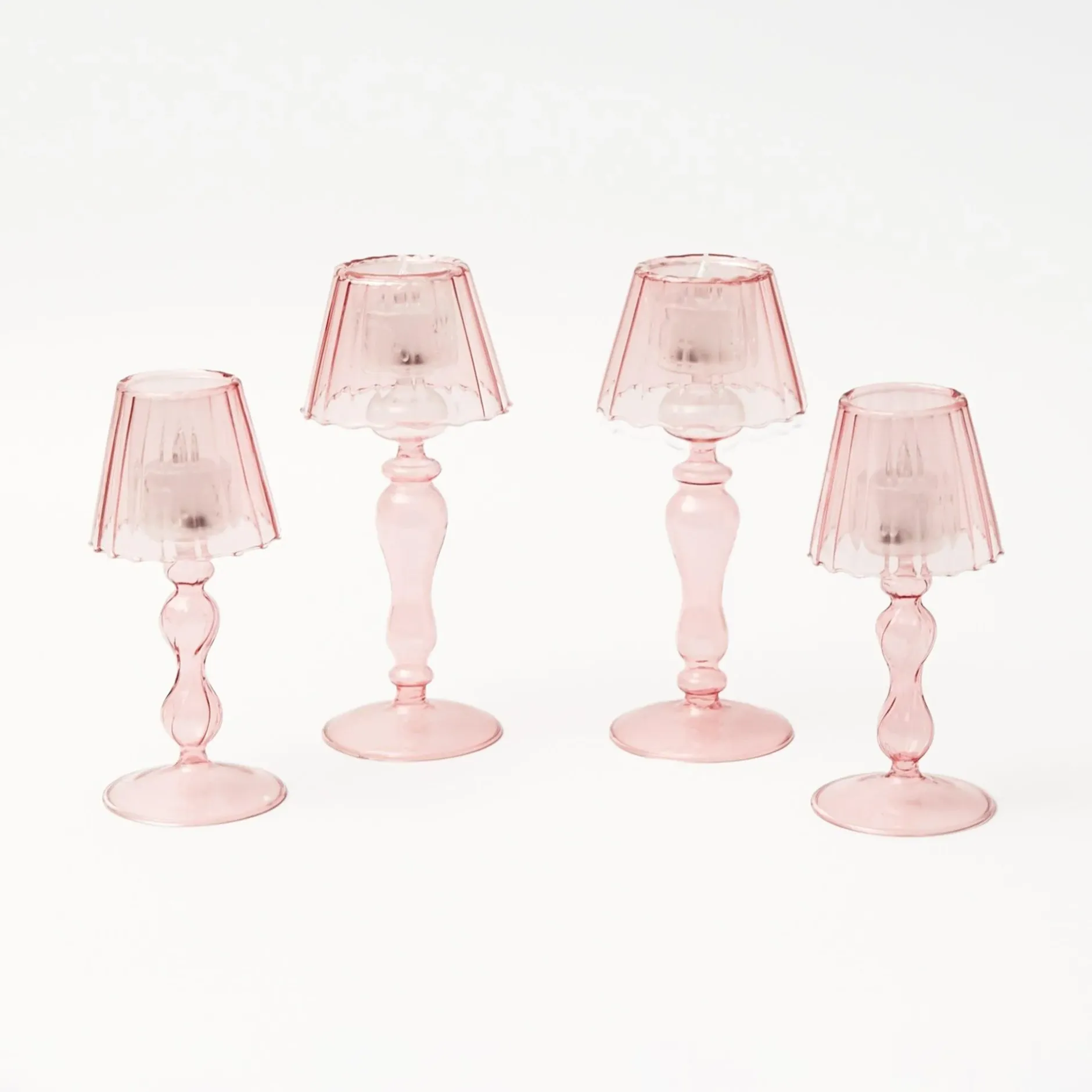 Discount Mrs. Alice Pink Glass Lantern Tea Light Holder Set