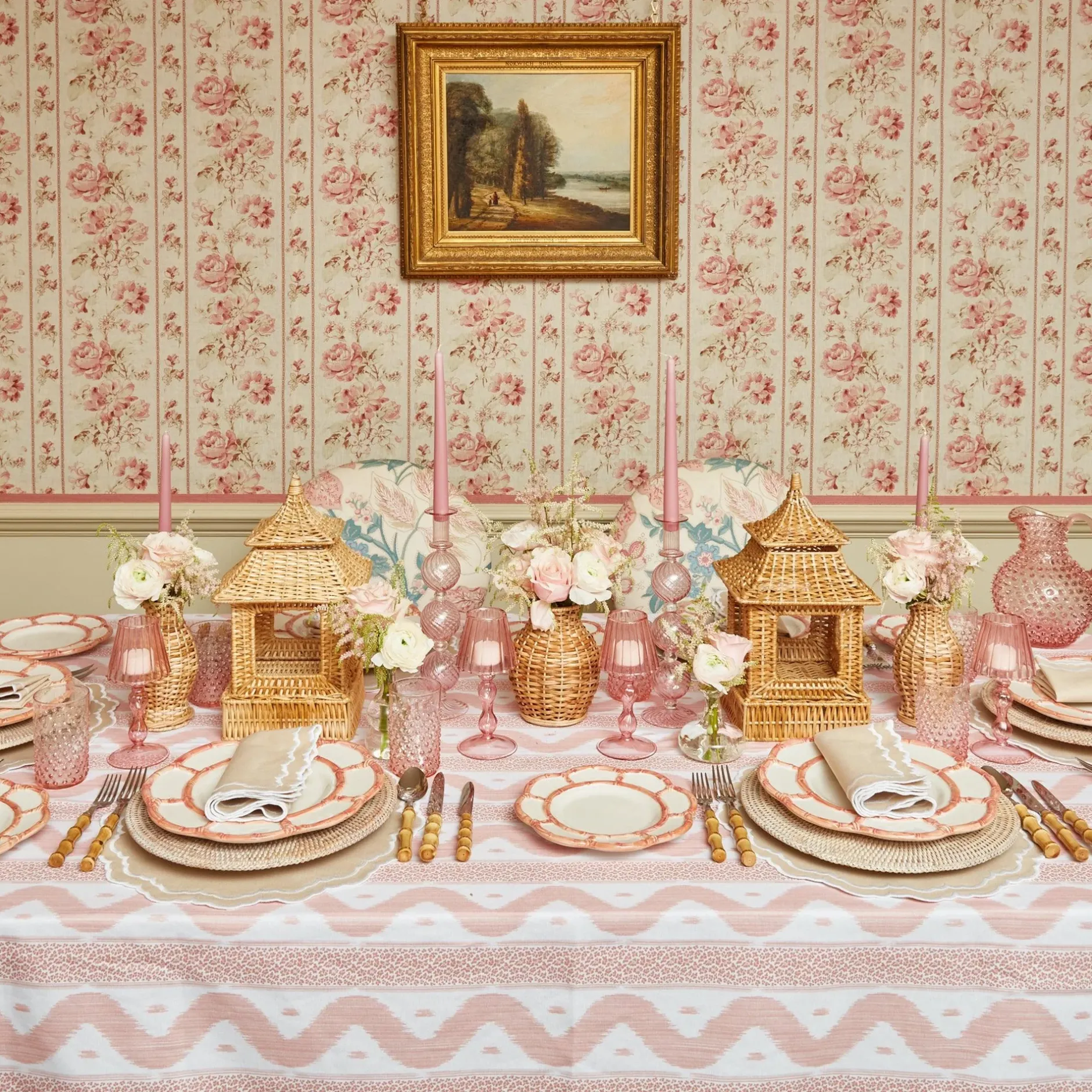 Hot Mrs. Alice Pink Leopard Ikat Tablecloth