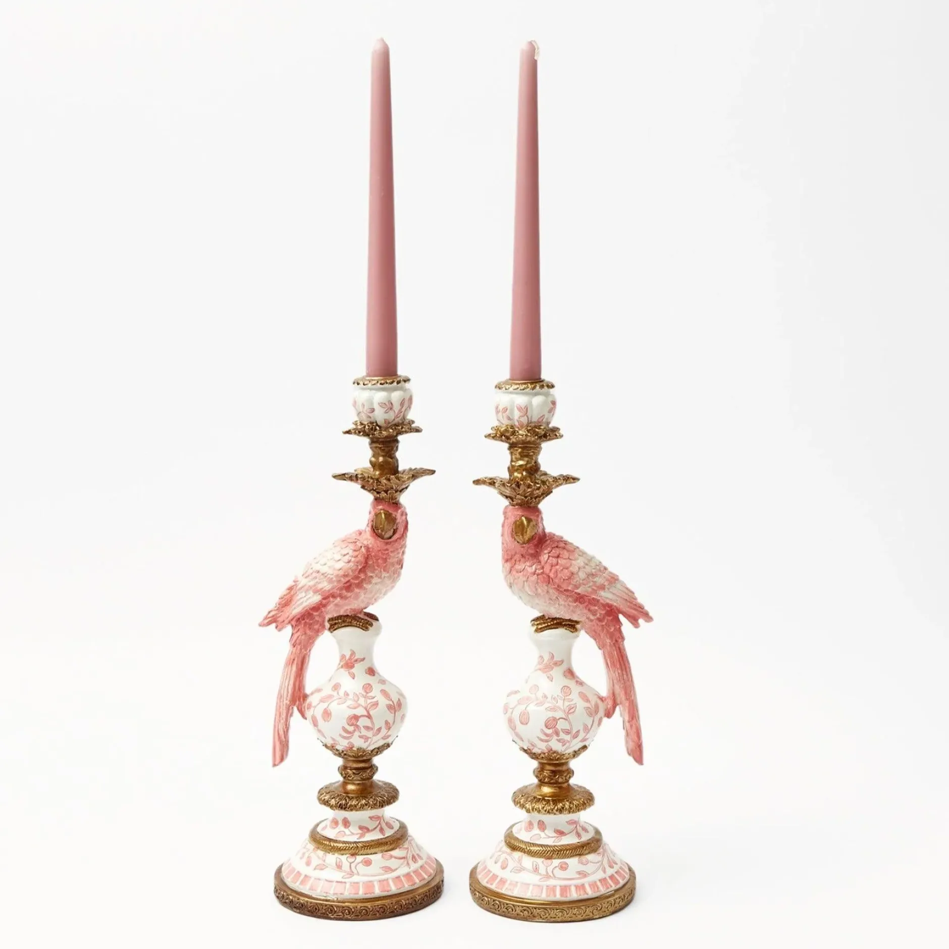 Hot Mrs. Alice Pink Parrot Candle Holder (Pair)