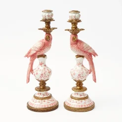 Hot Mrs. Alice Pink Parrot Candle Holder (Pair)