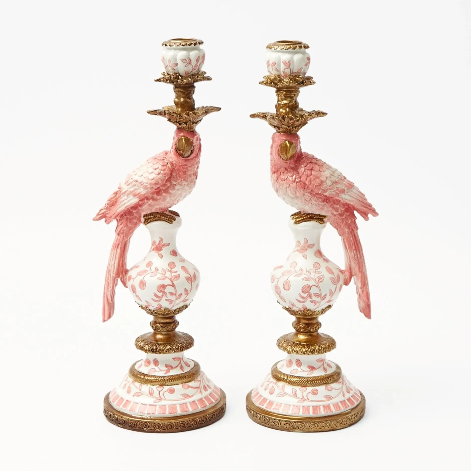 Hot Mrs. Alice Pink Parrot Candle Holder (Pair)