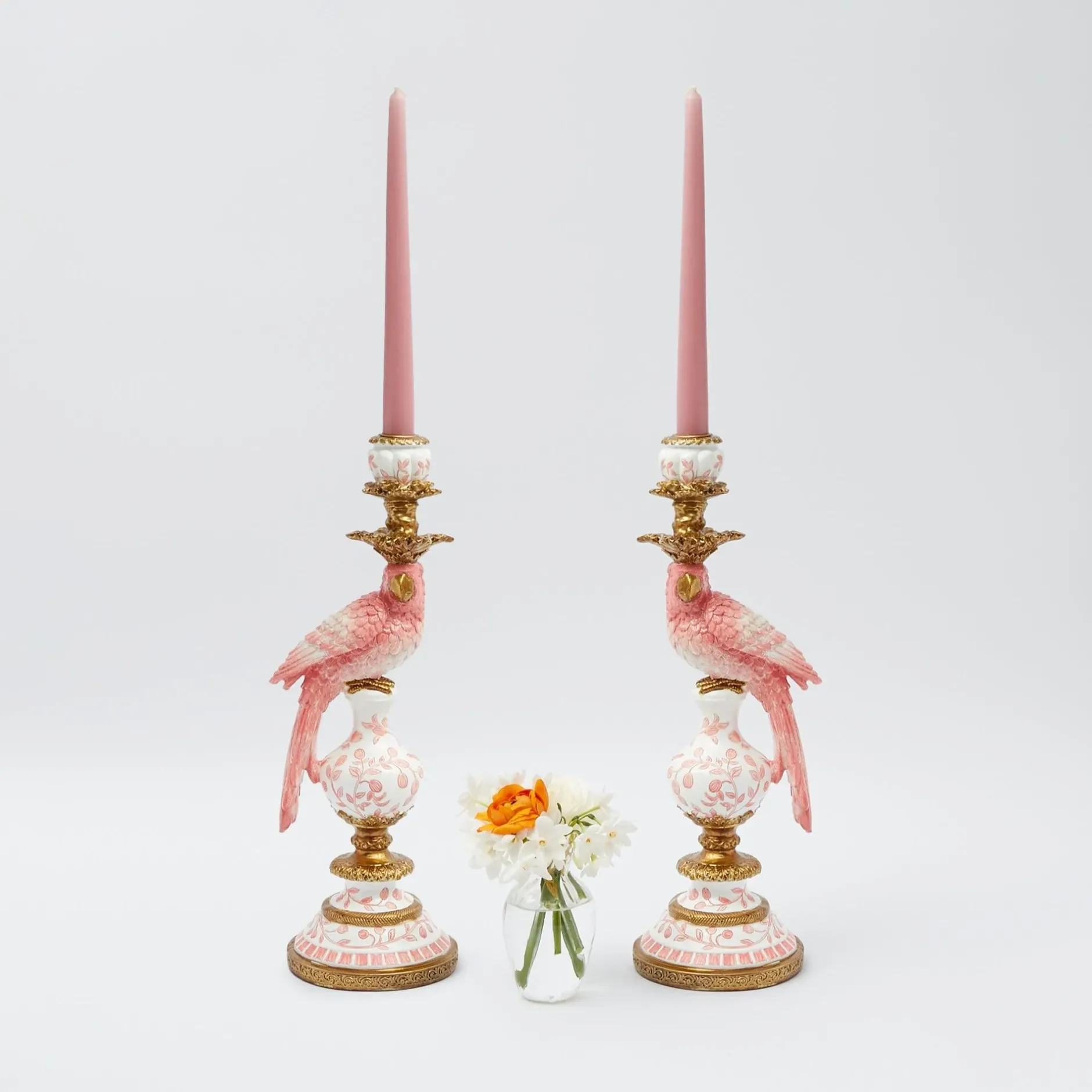 Hot Mrs. Alice Pink Parrot Candle Holder (Pair)