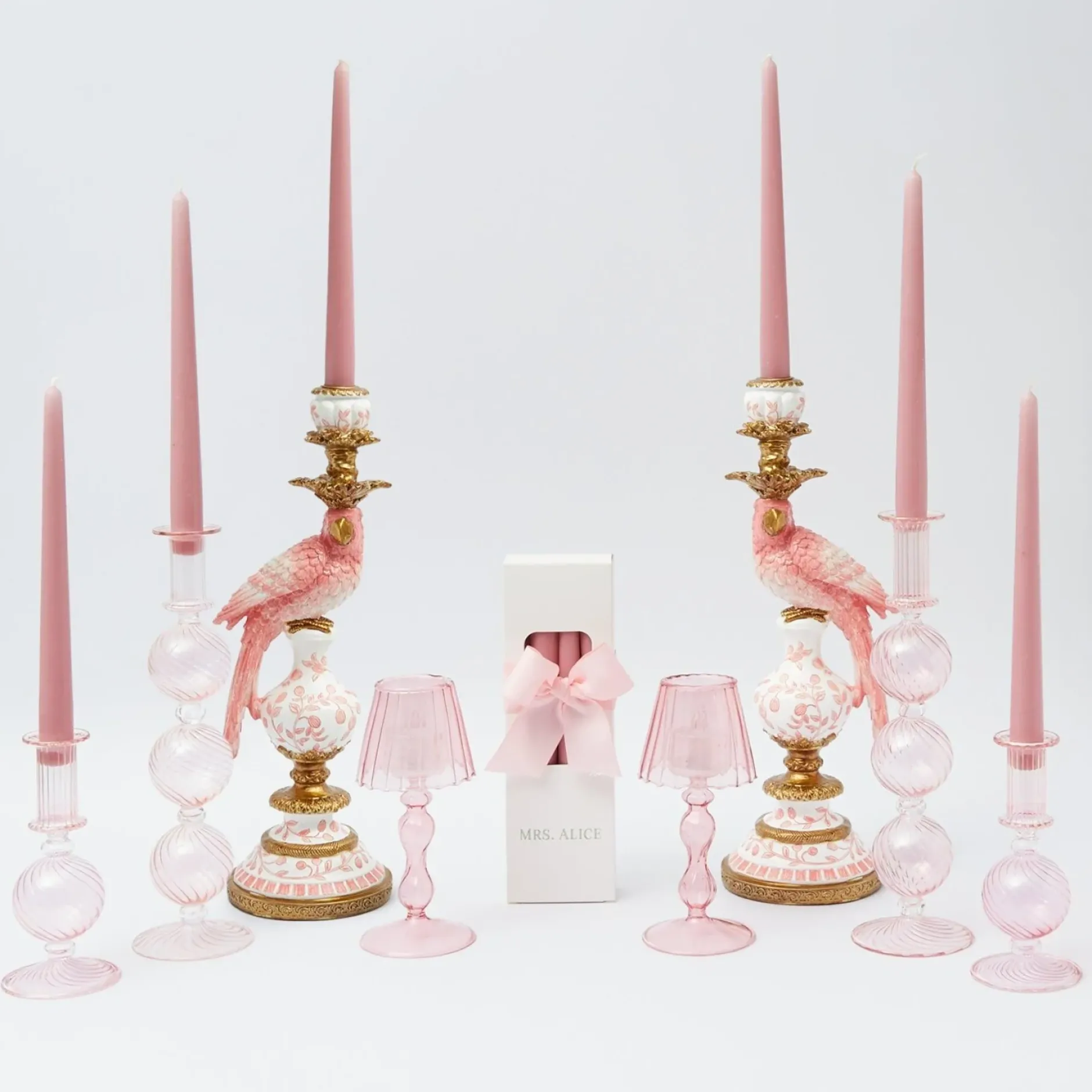 Online Mrs. Alice Pink Parrot Candlescape