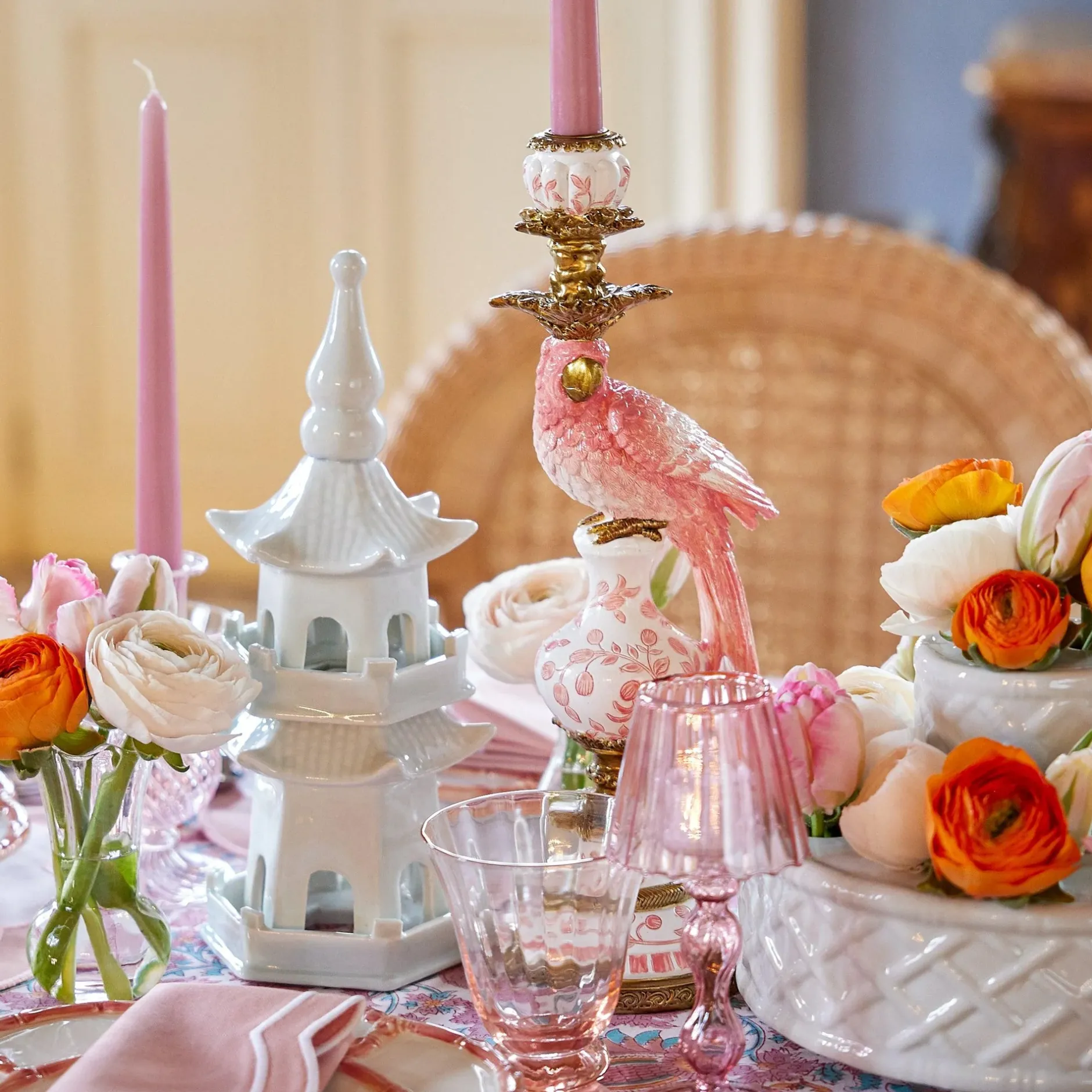 Online Mrs. Alice Pink Parrot Candlescape