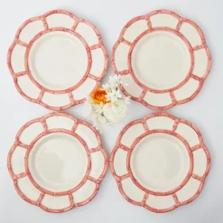 Clearance Mrs. Alice Pink Petal Bamboo Dinner Plates (Set Of 4)