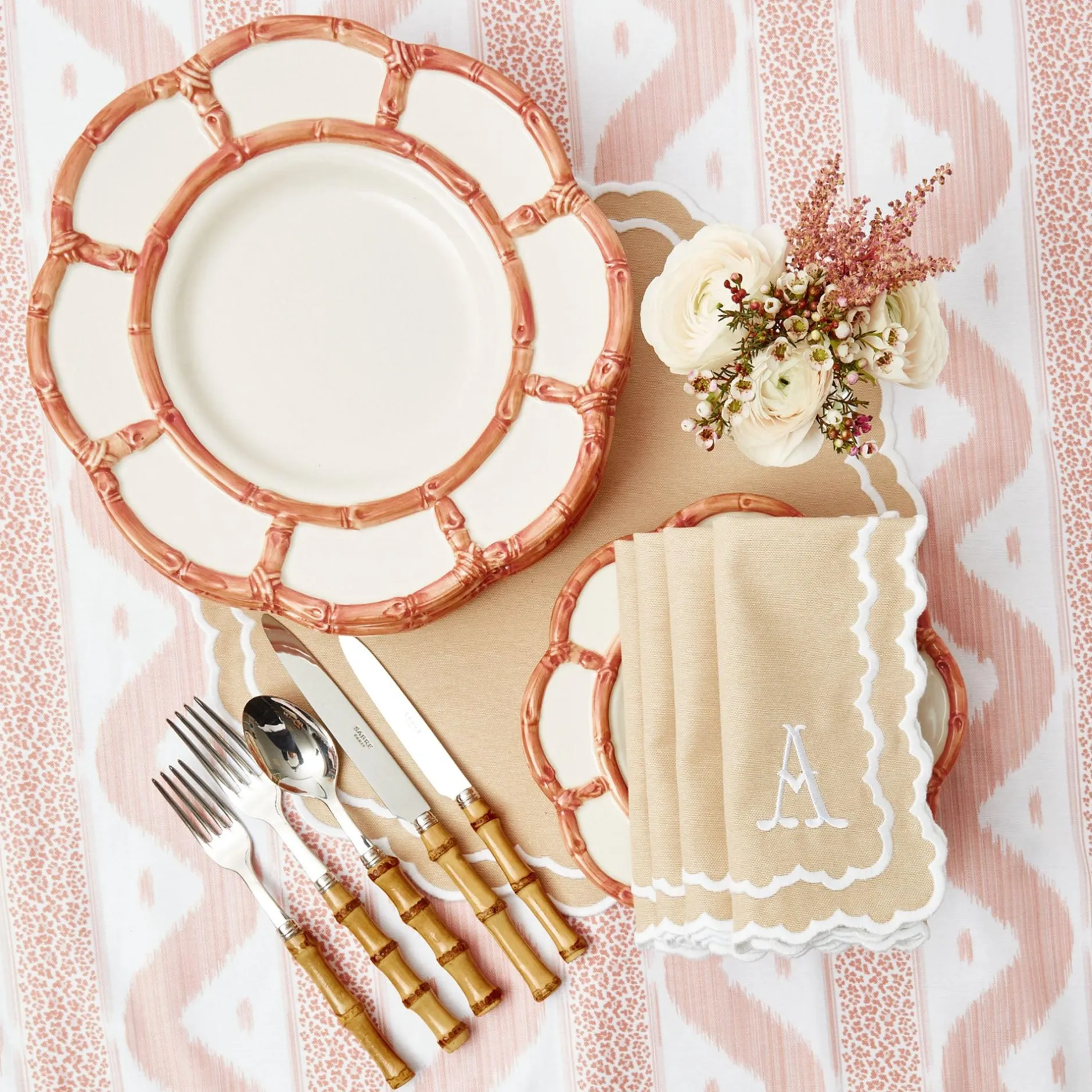 Clearance Mrs. Alice Pink Petal Bamboo Dinner Plates (Set Of 4)