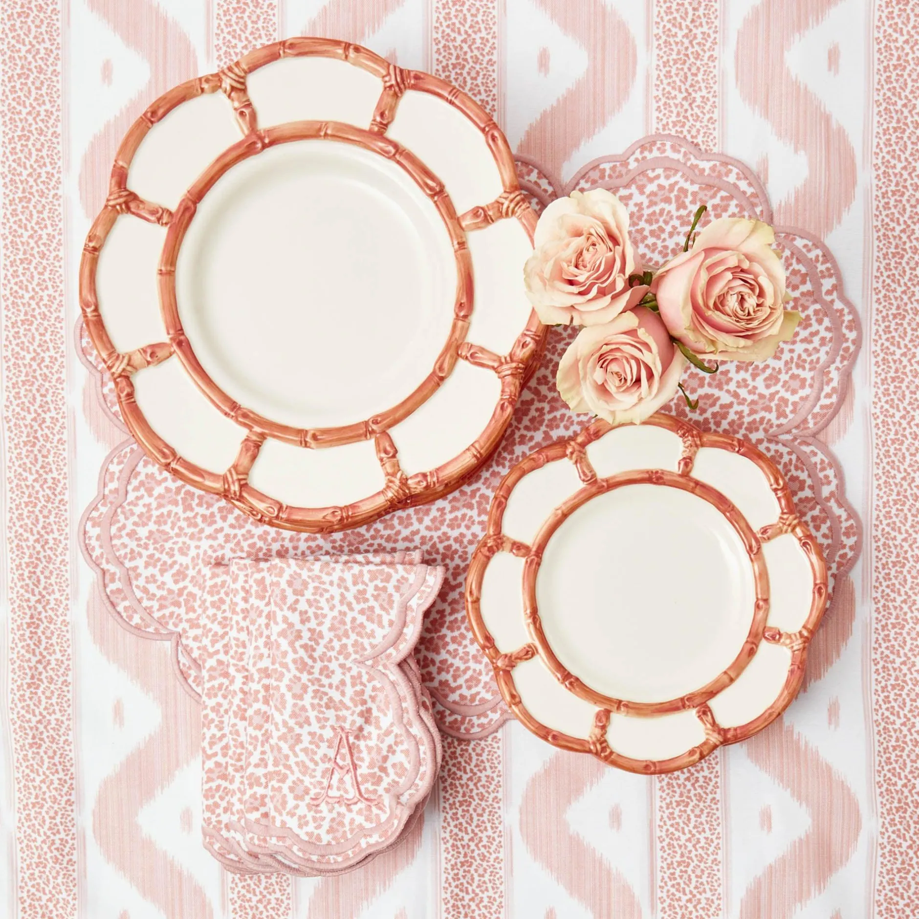 Clearance Mrs. Alice Pink Petal Bamboo Dinner Plates (Set Of 4)