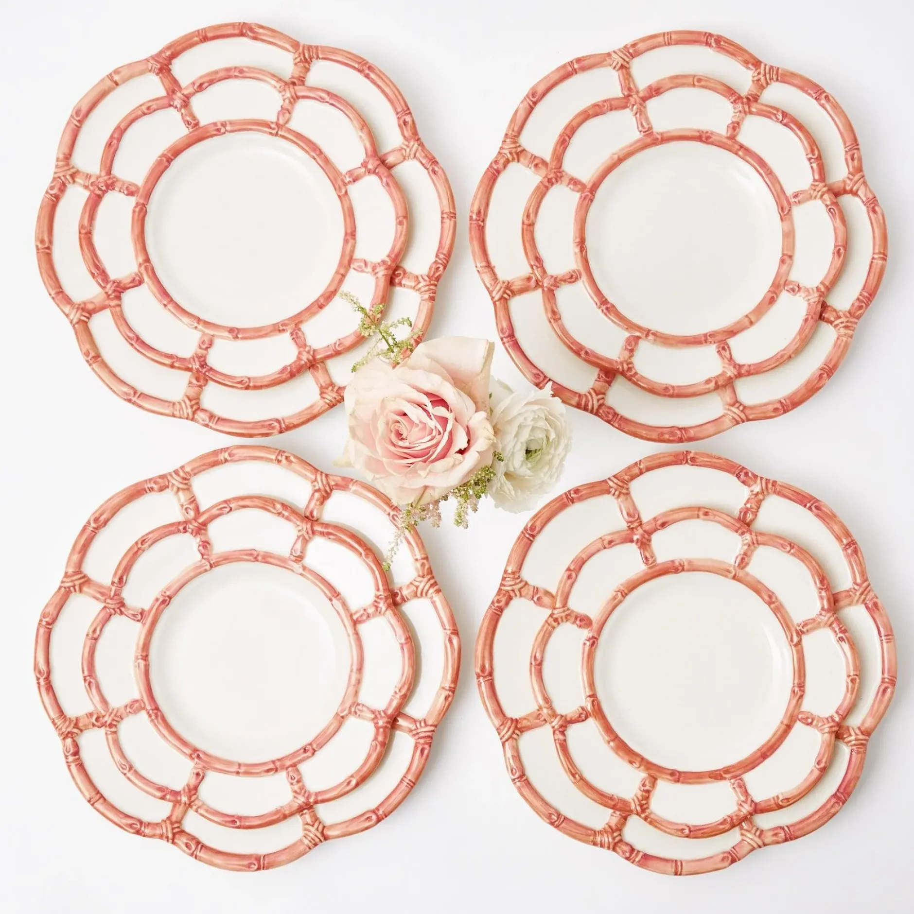Mrs. Alice Pink Petal Bamboo Dinner Plates (Set Of 4)