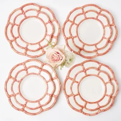 Outlet Mrs. Alice Pink Petal Bamboo Starter Plates (Set Of 4)